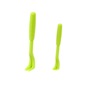 Two green tools with handles on a white background