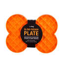 LickiMat SloDog Slow Feeder Plate orange on white background