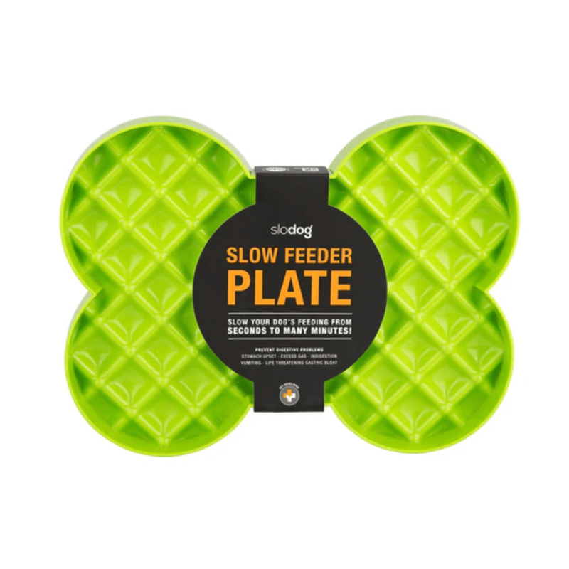 LickiMat SloDog Slow Feeder Plate green on white background