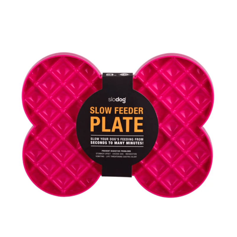 LickiMat SloDog Slow Feeder Plate pink on white background