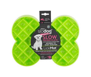 LickiMat SloDog Slow Feeder Plate Small green on white background