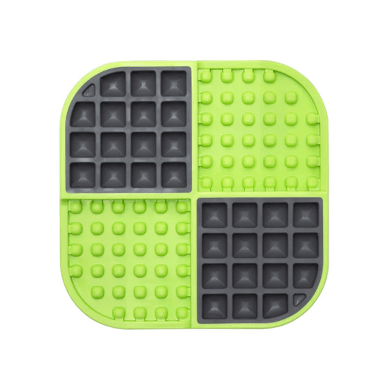 LickiMat Slomo Dog Green out of packaging on white background