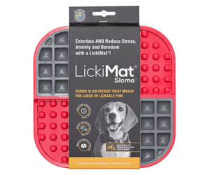 LickiMat Slomo Dog Red on white background