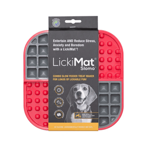 LickiMat Slomo Dog Red on white background