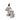 Back view of grey dog dog toy made from soft cord effect fleece material with red 'PF' stitched on hip, wearing a red Christmas hat, standing on a white background. 