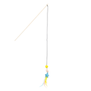 Pastel coloured stars with feathers attached to a fishing rod style cat teaser.