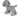 Side view of grey dog dog toy made from soft cord effect fleece material with blue 'PF' stitched on hip, standing on a white background. 