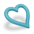 Tilted blue heart shaped rubber dog toy on a white background. 
