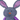 Close up of dark grey plush rabbit dog toy with stitched details of black eyes, mouth, purple whiskers and an orange nose, grey ears with pink stripy fabric on the inside, purple arms pictured on a white background. 