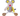Patchwork Mouse Dog Toy with pale grey face with a red nose and stitched eye details, with string whiskers. Yellow inner ear with dark grey outer. Dark grey body with yellow and brown patches, long rope legs attached to brown feet pictured on a white background. 
