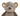 Close up of head of teddy bear toy dog with brown head and body with stripy orange fabric inside the ears, stitched eye and nose details pictured on a white background. 