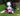 Black and white collie type playing with multi-coloured stripy teddy bear dog toy with stitched eye and mouth details and a blue nose, purply-red and blue ears, arms and feet attached to white rope legs pictured on a grass lawn. 