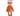 Orange fox shaped dog toy with long arms and legs, white chin and stitched detail eyes, brown nose with tags attached to top and mid-section. Pictured on a white background. 
