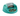 A Nina Ottosson teal pet slow feeder bowl with a clear plastic rolling tube and brown kibble food visible inside, shown on a plain white background.