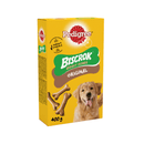 Pedigree Biscrok Gravy Bones Biscuits Dog Treats 400g box on white background