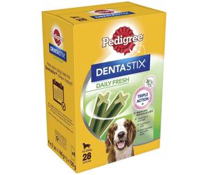 Pedigree Dentastix Fresh Daily for Medium Dogs, pack of 28 on white background.