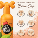 White background with an orange bottle of Pet Head Ditch the Dirt shampoo for dogs, next to the bottle is a guide of how to open and use the bottle. 