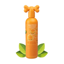 White background with a back view of a orange bottle of Pet Head Ditch the Dirt shampoo for dogs. 