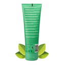 White background with a back view of a green bottle of Pet Head Furtastic conditioner for Dogs. 