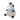 Grey donkey dog toy with back mane, tail and hoofs wearing a blue neckerchief sat on a white background. 