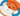 Close up view of fox face dog toy made with soft orange fleece with a white fabric chin, smiley face stitch details. Blue rope handles on each side on a white background. 