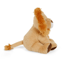 Plus beige dog toy against white background facing left
