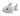 Side view of grey plush toy shark with orange heart detail on tail on white background. 