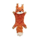 Squirrel dog toy with orange fur and a white chin, tail made out of orange microfibre with a white tip on a white background. 