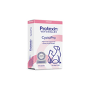 White background with a box of Protexin CystopPro 30 capsules picutred. On the box is an outline of a cat and dog. Text on the box reads 'High level support for urinary & gut health, 30 capsules for dogs and cats'.
