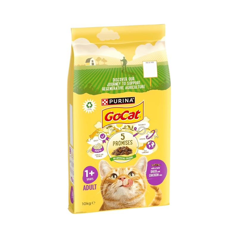 Purina GoCat cat food package on a white background