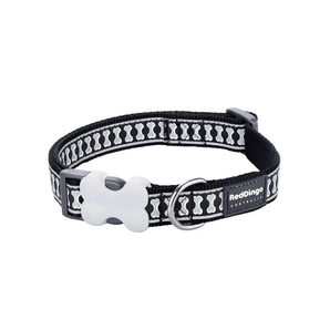 A Red Dingo Black Reflective Dog Collar on a white background