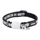 A close up of a Red Dingo Bumble Bee Black Cat Collar on a white background