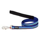 A Red Dingo Dark Blue Striped Dog Lead on a white background