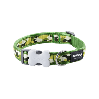 White background with Green camo 'Red Dingo' dog collar.