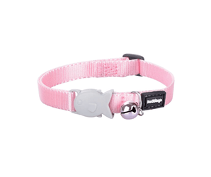 White background with a light pink 'Red Dingo' kitten collar. 