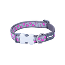 A Red Dingo Pink Stars Dog Collar on a white background