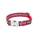 A Red Dingo Red Reflective Dog Collar on a white background