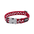 A Red Dingo Red Spots Dog Collar on a white background