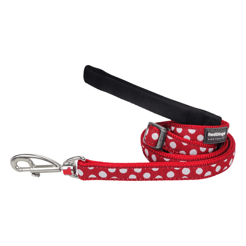A Red Dingo Red Spots Dog Lead on a white background