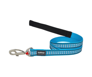 White background with a turquoise Red Dingo Reflective Lead with grey reflective bones along the length. 