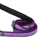 A close up of a Red Dingo Safari Purple Dog Lead on a white background