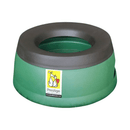 White background with a Prestige Pets Road Refresher dog bowl in a green colour with a black rubber trim. 