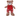 White background with a brown bear plush dog toy with red fabric with stars waist coat and red and white stripy trousers, a brown nose with stitched eye details. 