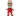 White background with a brown bear plush dog toy with red fabric with stars waist coat and red and white stripy trousers, a brown nose with stitched eye details, attached to a cardboard tag. 
