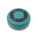 White background with a base view of a deep 350ml teal coated stainless steel Rosewood Premium pet bowl, showing the black anti-slip base. 