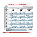 Royal Canin Feline Skin & Coat wet food feeding guide. 