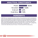 The analytical constituents and ingredients of the ROYAL CANIN® Mature Consult for Small Dogs
