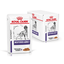 A pouch of ROYAL CANIN® Neutered Adult for Medium Dogs next to a full box