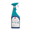 White background with a back view of a spray bottle of Simple Solution Stain & Odour Remover - Spring Breeze.