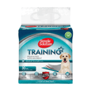 White background with a pack of Simple Solution Training pads 30 pack. On the pack is a Labrador puppy is pictured. 